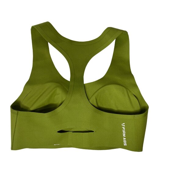 Firm Abs Racerback Sports Bra Womens XS Olive Green New Padded - Picture 2 of 11